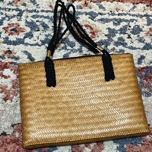Elegant Tan Woven Tote Bag